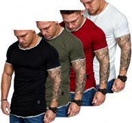 fashion clothing mens t shirt slim fit casual t-shirt summer clothes bodybuilding muscle tee