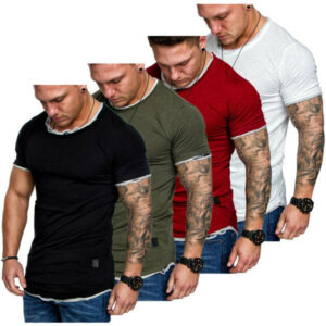 fashion clothing mens t shirt slim fit casual t-shirt summer clothes bodybuilding muscle tee