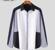fashion men brand shirt streetwear lapel long sleeve personality striped patchwork casual korean 2021 camisas incerun s-3xl