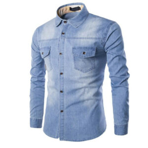 fashion mens denim shirt long sleeve plus size cotton jeans cardigan casual slim fit shirts men two-pocket clothing m-4xl