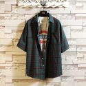 fashion mens plaid shirt 2020 new summer streetwear shirts male checkered 100% cotton shirts short sleeve tee plus size