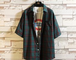 fashion mens plaid shirt 2020 new summer streetwear shirts male checkered 100% cotton shirts short sleeve tee plus size