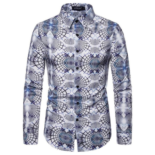 fashion men's shirt blouse long sleeve casual 3d printing colorful business slim fit streetwear shirts men camisas hombre