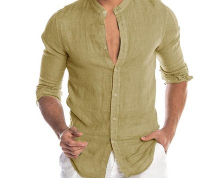 fashion men’s shirt casual o-neck button solid color beach long sleeve loose camisa masculina shirts for men homme camisa