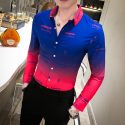 fashion men’s shirt personality 2020 casual slim long sleeve shirts men print dress shirts gradient top