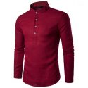 fashion men’s shirts casual stand neck long sleeve daily look linen party shirt blouse male t-shirt camisas para hombre1