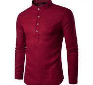 fashion men’s shirts casual stand neck long sleeve daily look linen party shirt blouse male t-shirt camisas para hombre1