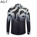 fashion new men’s wear men’s shirts european style black and white print long sleeved shirt personality male blouse sellers hot