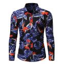 feitong men dress shirts men’s spring summer casual slim fit floral shirt men long sleeve shirts beach blusas