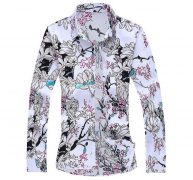 feitong men’s shirt casual printing colorful slim long sleeve dress shirt blouse men shirts long sleeve 2020#g35