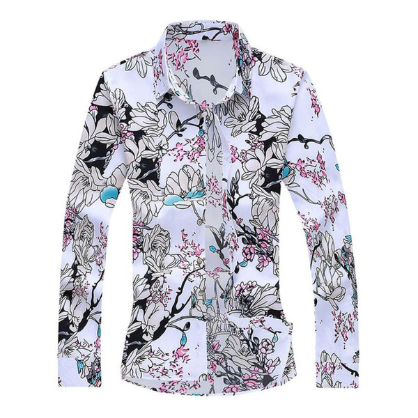 feitong men's shirt casual printing colorful slim long sleeve dress shirt blouse men shirts long sleeve 2020#g35