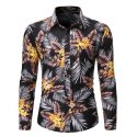 feitong men’s shirt spring summer casual slim fit printed long sleeve shirts beach hawaian shirt blouse men