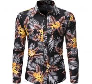 feitong men’s shirt spring summer casual slim fit printed long sleeve shirts beach hawaian shirt blouse men