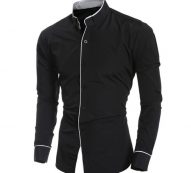 feitong solid mens dress shirts men black shirt casual shirt slim fit long-sleeved blouse camisas sociais men wear shirts