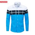 fgkks spring autumn new men lapel shirt men’s fashion shirt male patchwork casual long sleeve shirts eu size