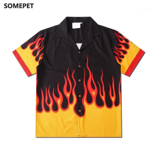 flame shirt men vintage street men's shirt summer hawaiian man clothing1