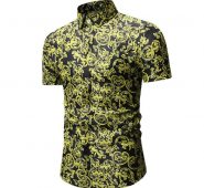 flower pattern shirt men camisa fashion 2019 summer mens printed shirts short sleeve mens dress shirts high quality