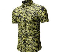 flower pattern shirt men camisa fashion 2019 summer mens printed shirts short sleeve mens dress shirts high quality