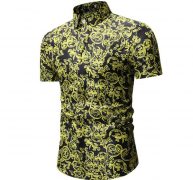 flower pattern shirt men camisa fashion 2019 summer mens printed shirts short sleeve mens dress shirts high quality