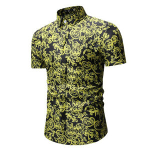 flower pattern shirt men camisa fashion 2019 summer mens printed shirts short sleeve mens dress shirts high quality