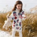 girls’ dresses teenager girl spring turtleneck strawberry sweater mid-length thick winter fashion warm children’s knitted bottomin