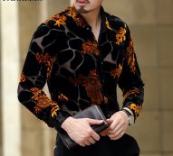 gold floral embroidery men lace shirt 2020 mens dress shirt transparent male camisa social