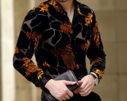 gold floral embroidery men lace shirt 2020 mens dress shirt transparent male camisa social