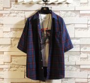 harajuku fashion shirt mens plaid shirts short sleeve lapel neck breathable blouse camisa masculina brand shirts plus size m-5xl
