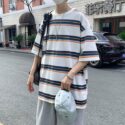 hoodies summer cotton t-shirt men’s fashion casual striped t shirt men streetwear korean loose short-sleeved tshirt mens m-2xl