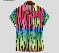 incerun 2020 printed men casual shirt short sleeve turn-down collar pockets hawaiian shirts fashion high street camisa masculina