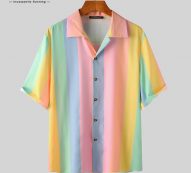incerun 2021 men casual shirt colorful striped short sleeve lapel button blouse summer fashion streetwear hawaiian shirts s-5xl