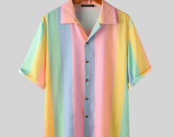incerun 2021 men casual shirt colorful striped short sleeve lapel button blouse summer fashion streetwear hawaiian shirts s-5xl