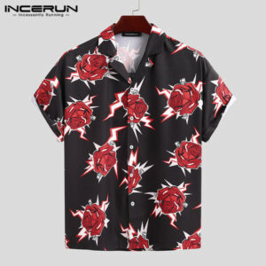 incerun fashion men printed shirt short sleeve casual lapel streetwear 2020 vacation camisas chic summer men hawaiian shirts 5xl