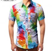 incerun men hawaiian shirt short sleeve lapel vacation 2020 casual blouse summer colorful printed mens shirts streetwear s-3xl