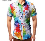 incerun men hawaiian shirt short sleeve lapel vacation 2020 casual blouse summer colorful printed mens shirts streetwear s-3xl