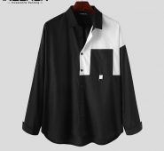 incerun spring fashion men patchwork shirt brand lapel loose streetwear blouse long sleeve button casual camisa masculina s-5xl