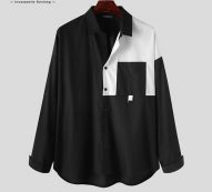 incerun spring fashion men patchwork shirt brand lapel loose streetwear blouse long sleeve button casual camisa masculina s-5xl