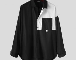 incerun spring fashion men patchwork shirt brand lapel loose streetwear blouse long sleeve button casual camisa masculina s-5xl