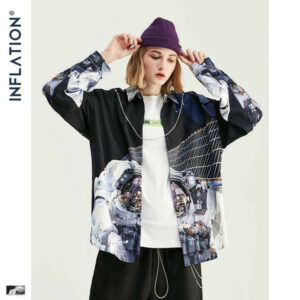 inflation men autumn shirt digital printing men harajuku shirt long sleeve street wear oversized 92147w