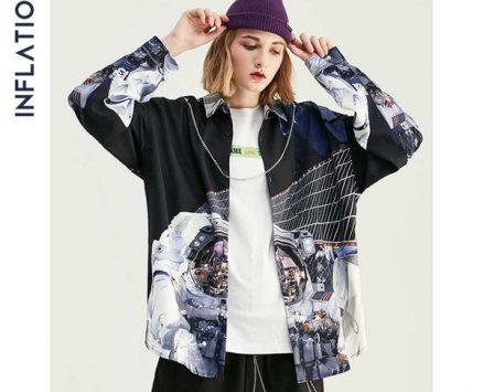 inflation men autumn shirt digital printing men harajuku shirt long sleeve street wear oversized 92147w