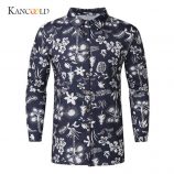 kancoold men casual shirts new fashion printed men’s shirt long sleeve slim fit single breasted business button shirt dec18