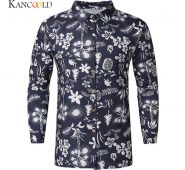 kancoold men casual shirts new fashion printed men’s shirt long sleeve slim fit single breasted business button shirt dec18