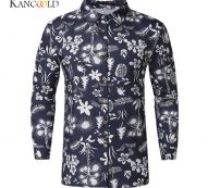 kancoold men casual shirts new fashion printed men’s shirt long sleeve slim fit single breasted business button shirt dec18