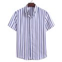 kissqiqi men striped shirt casual fashion lapel short sleeve button shirt loose streetwear blouse maximum asian size m-3xl