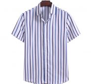 kissqiqi men striped shirt casual fashion lapel short sleeve button shirt loose streetwear blouse maximum asian size m-3xl