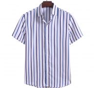 kissqiqi men striped shirt casual fashion lapel short sleeve button shirt loose streetwear blouse maximum asian size m-3xl