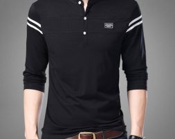 liseaven men t shirt man long sleeve tshirt men’s clothing mandarin collar t-shirts & tees male tshirts