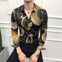 local gold men’s fashion casual slim fit long-sleeved shirt designers camisa social club outfits men shirt new boutique printing