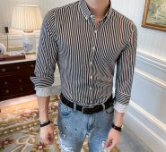 long sleeve shirts for mens striped shirts korean streetwear men social winter mens elegante casual clothing office dress