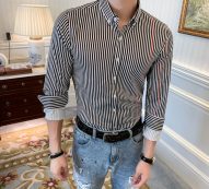 long sleeve shirts for mens striped shirts korean streetwear men social winter mens elegante casual clothing office dress